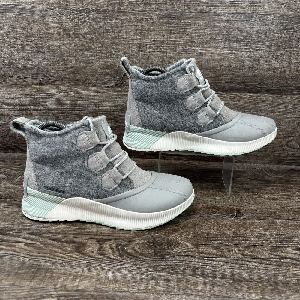 Sorel Out N About III Boots Women's 7 Gray Waterproof Wool Blend Ankle Snow